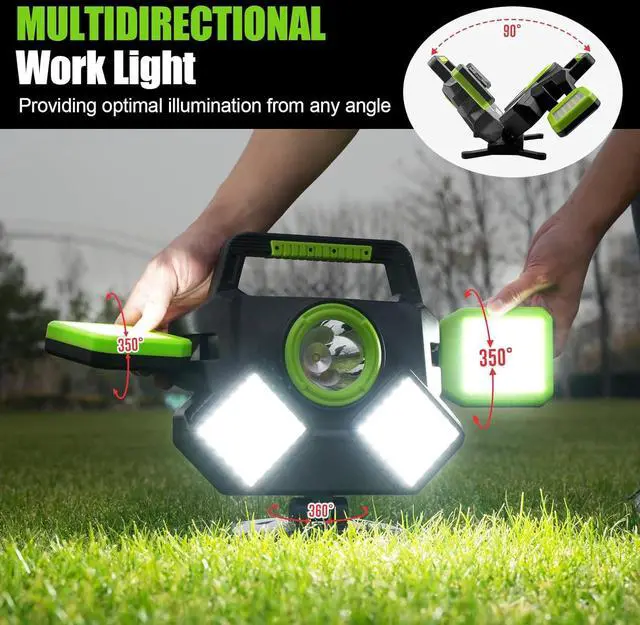 Alt view image 2 of 7 - 55W Rechargeable Work Light, 5000LM Magnetic Foldable&360° Rotatable Led Light with 6 Modes, Portable Lights for Mechanic Jobsite Workshop Car Repairing -