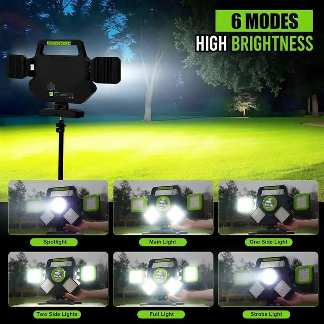 Alt view image 4 of 7 - 55W Rechargeable Work Light, 5000LM Magnetic Foldable&360° Rotatable Led Light with 6 Modes, Portable Lights for Mechanic Jobsite Workshop Car Repairing -