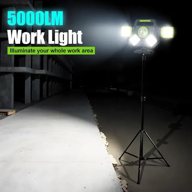 Alt view image 3 of 7 - 55W Rechargeable Work Light, 5000LM Magnetic Foldable&360° Rotatable Led Light with 6 Modes, Portable Lights for Mechanic Jobsite Workshop Car Repairing -