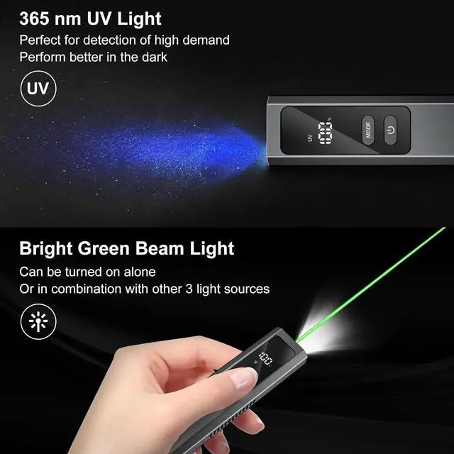 Alt view image 7 of 7 - EDC Flat Flashlight High Lumens, Rechargeable Pocket Light with White/Warm LED, UV, Gream Beam, Flash Combo, 4 Bright Modes, Double Magnetic Base, for Outdoors, Emergency, Work, Detection (Black)