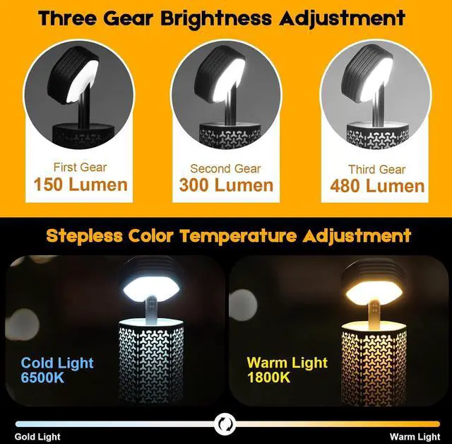 Alt view image 2 of 7 - Telescopic Camping Lights, Rechargeable 10500mAh Camping Lantern with Storage Bag, Waterproof LED Camping Lamp with Magnetic, Portable Outdoor Tent Light for Camping,Hiking,Emergency,Fishing (Black)