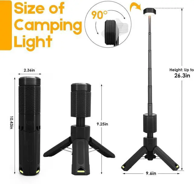 Alt view image 5 of 7 - Telescopic Camping Lights, Rechargeable 10500mAh Camping Lantern with Storage Bag, Waterproof LED Camping Lamp with Magnetic, Portable Outdoor Tent Light for Camping,Hiking,Emergency,Fishing (Black)