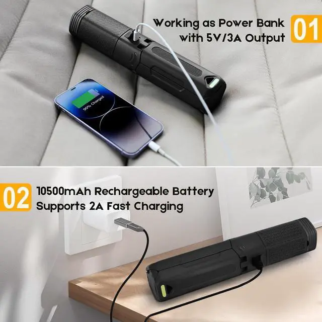 Alt view image 3 of 7 - Telescopic Camping Lights, Rechargeable 10500mAh Camping Lantern with Storage Bag, Waterproof LED Camping Lamp with Magnetic, Portable Outdoor Tent Light for Camping,Hiking,Emergency,Fishing (Black)