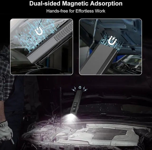 Alt view image 6 of 7 - EDC Flat Flashlight High Lumens, Rechargeable Pocket Light with White/Warm LED, UV, Gream Beam, Flash Combo, 4 Bright Modes, Double Magnetic Base, for Outdoors, Emergency, Work, Detection (Black)