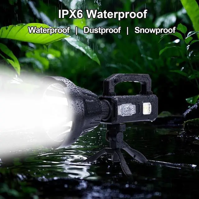 Alt view image 7 of 7 - Recharge Handheld Spotlight, 3,000,000L Super Bright LED Solar & Battery Powered Spot Light with 6 Modes, 3 Color Lenses, COB Side Light, USB C, Waterproof for Outdoor Emergency Hunting