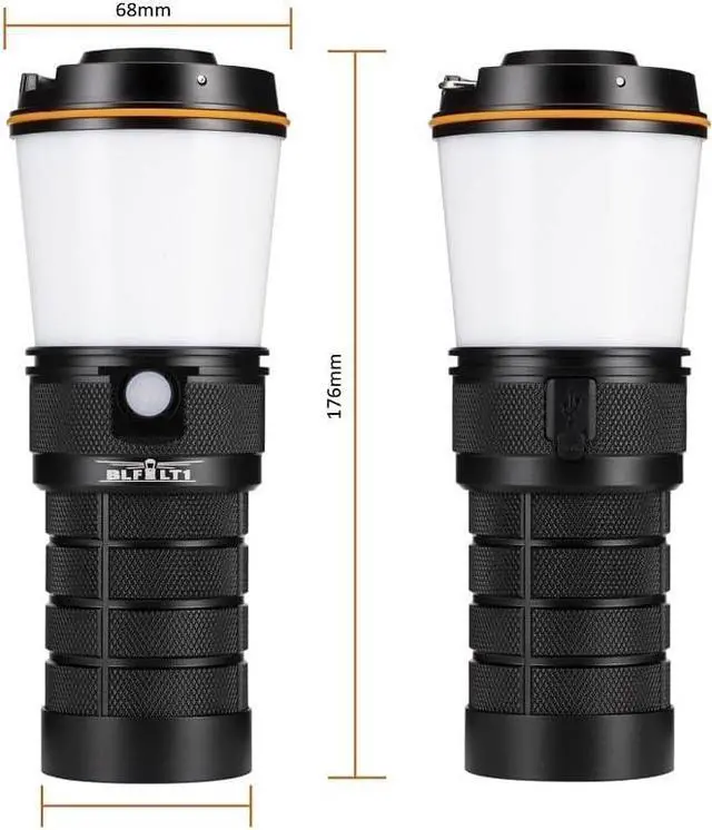 Alt view image 3 of 7 - BLF LT1 Camping Lantern Rechargeable, Led with 8X LH351D LED, 24 Hours Runtime in Medium Mode, Perfect Flashlight for Camping, Power Outages, Hiking, Fishing Black -