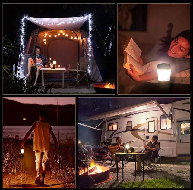 Alt view image 7 of 7 - BLF LT1 Camping Lantern Rechargeable, Led with 8X LH351D LED, 24 Hours Runtime in Medium Mode, Perfect Flashlight for Camping, Power Outages, Hiking, Fishing Black -