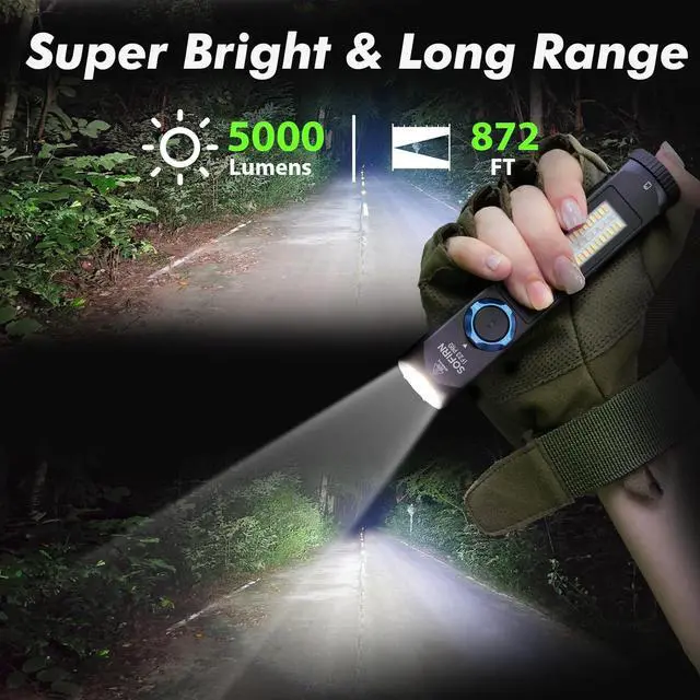 Alt view image 2 of 7 - Sofirn IF23 Pro Flashlight Rechargeable 5000 High Lumen, Super Bright 3 in 1 with Side White Light & RGB Color Light, 60 LEDS, Magnetic Base, Simple UI for Home, Emergency, Camping, Work Black -