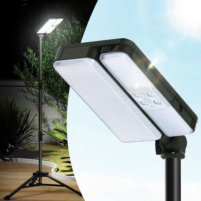 Main image of 10000lm Dimmable Rechargeable Work Light, 15000mAh Detachable Camping Work Light 72'' Telescopic with 2 Separate Lights, 2 Charge Ways Type C & Solar Powered