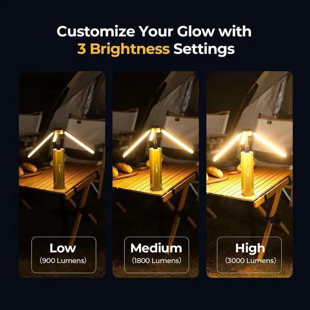 Alt view image 4 of 7 - Telescopic Camping Light, 15600mAh Collapsible Outdoor Rotatable Electric Lantern, IP54 Waterproof Flashlight, Cordless Tent Lamp for Emergency, Camping, Hiking, 2025 Version  Green -