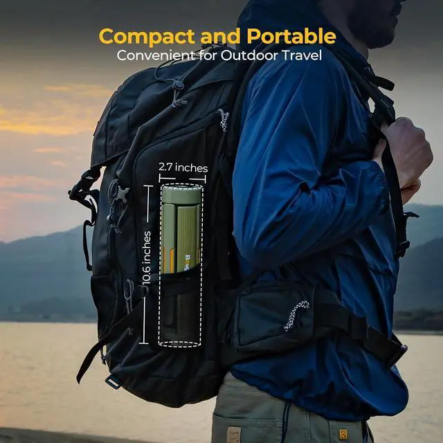 Alt view image 7 of 7 - Telescopic Camping Light, 15600mAh Collapsible Outdoor Rotatable Electric Lantern, IP54 Waterproof Flashlight, Cordless Tent Lamp for Emergency, Camping, Hiking, 2025 Version  Green -