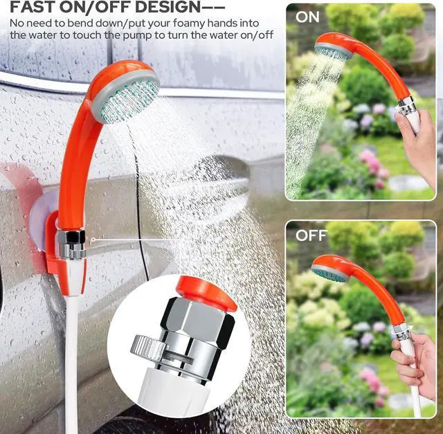Alt view image 6 of 7 - KEDSUM Portable Shower for Camping, 4400mAh Electric Portable Camping Shower with USB C Adapter, Outdoor Camp Pump with LED Camping Light, Multiple Power Supply Methods, for Hiking, Travel, Car, Pet