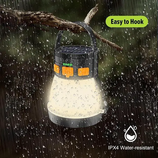 Alt view image 7 of 7 - 2 Pack LED Camping Lantern, 1500 Lumens Camping Lantern Rechargeable with Solar Panel Charging, Waterproof, 8 Light Modes, 7500mAh Power Bank, Camping Flashlight for Hurricane Emergency, Outdoor