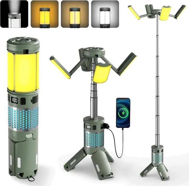 Main image of Telescopic Camping Lights, Rechargeable Camping Lights with Stand,12000mAh Collapsible Camping Lanterns, Magnetic Base Portable Flashlights IPX5 Waterproof for Camping,Hiking,Emergency Use