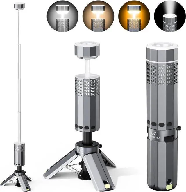 Main image of Rechargeable 21000mAh Camping Light, Telescopic Lights, Collapsible Magnetic Lantern with Stand IPX6 Waterproof Flashlights, Lamp for Emergency, Hiking  Silver-Gray -