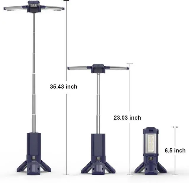 Alt view image 5 of 7 - 10000mAh Rechargeable 4000LM Camping Light Telescopic Lantern , 270° Rotating Aluminum Remote Control, Warm/White/Nature, Dimmable for Outdoor Camping, IP45 Waterproof,Portable Bag Black -