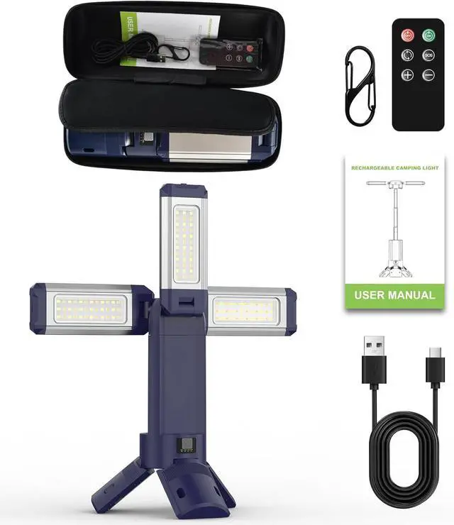Alt view image 6 of 7 - 10000mAh Rechargeable 4000LM Camping Light Telescopic Lantern , 270° Rotating Aluminum Remote Control, Warm/White/Nature, Dimmable for Outdoor Camping, IP45 Waterproof,Portable Bag Black -