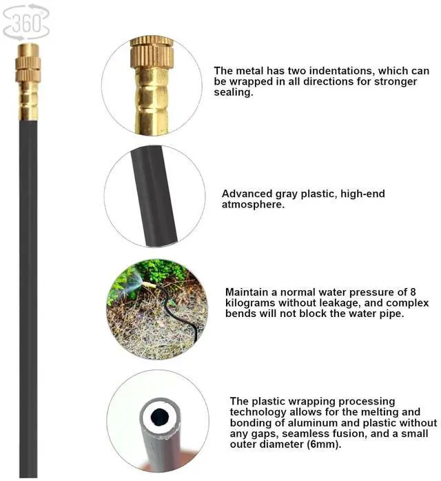 Alt view image 5 of 7 - New drip Irrigation kit, Automatic Garden Watering System, Quick Connector and 360-degree Bending Dropper atomizing Copper Nozzle, Plant Lawn Courtyard System. (25spray nozzles) -