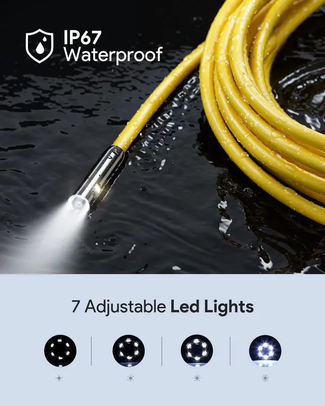 Alt view image 5 of 7 - DEPSTECH Dual Lens Wireless Endoscope, 1080P Scope Snake Camera with 7 LED Lights,0.31In Lens Video HD Inspection Camera,IP67 Waterproof Borescope,16.5FT Cable for Android & iOS Phone or Tablet-Yellow