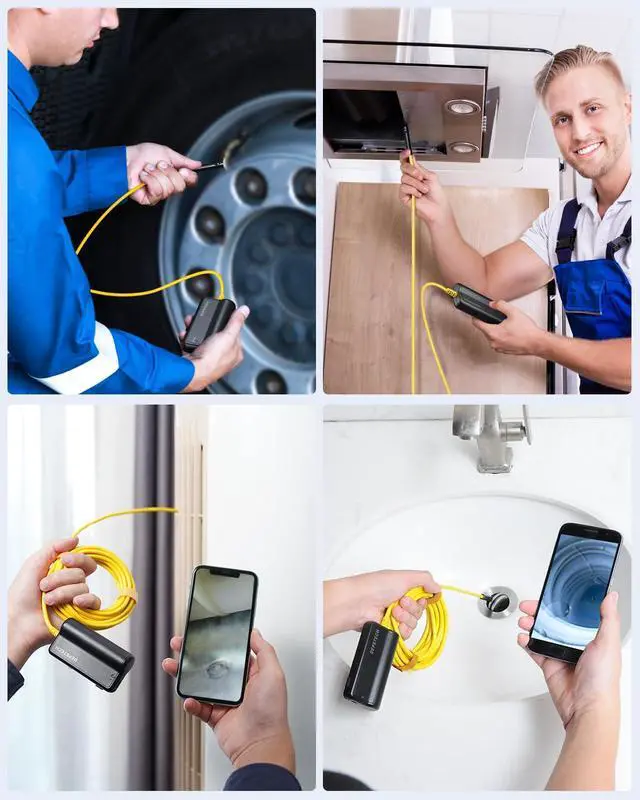 Alt view image 7 of 7 - DEPSTECH Dual Lens Wireless Endoscope, 1080P Scope Snake Camera with 7 LED Lights,0.31In Lens Video HD Inspection Camera,IP67 Waterproof Borescope,16.5FT Cable for Android & iOS Phone or Tablet-Yellow