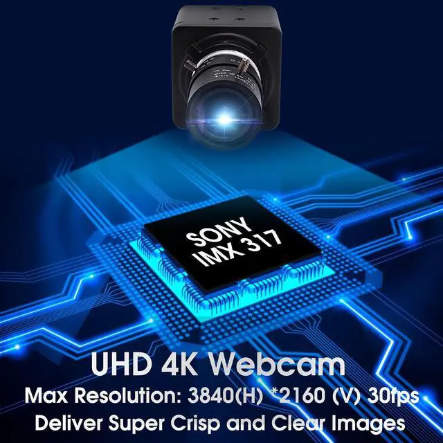 Alt view image 3 of 7 - 4K Ultra HD Webcam - 5X Optical Zoom, 3840x2160@30fps UHD USB Camera with Sony IMX317 Sensor for Mac/Window/Linux  2.8mm-12mm Zoom Lens
