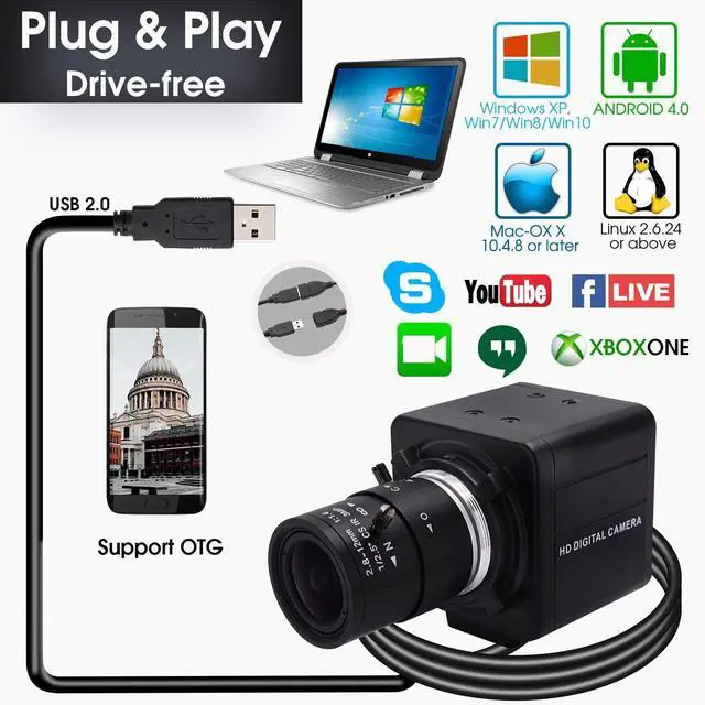 Alt view image 7 of 7 - 4K Ultra HD Webcam - 5X Optical Zoom, 3840x2160@30fps UHD USB Camera with Sony IMX317 Sensor for Mac/Window/Linux  2.8mm-12mm Zoom Lens