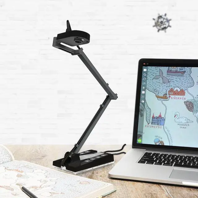 Alt view image 6 of 7 - Document Camera for Teachers HDMI USB-C 15MP HDIM Camera, Remote Learning Classroom Presentations Art Classes Online Teaching with Multi Angle Rotation Adjustment LED Light Black -
