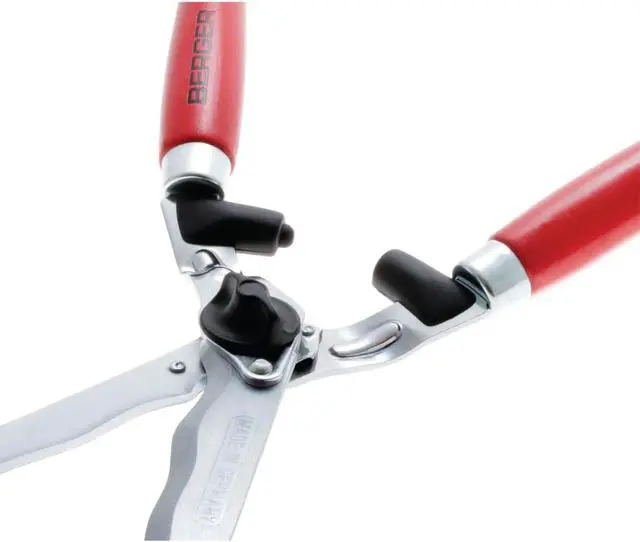 Alt view image 3 of 7 - Professional Hedge Shear, Self-Sharpening 9.45" Steel Blades, Chrome-Plated Wavy 2 Sap Grooves to Prevent Sticking, Wood Handles, 4590 Red  57x21x6.5 cm
