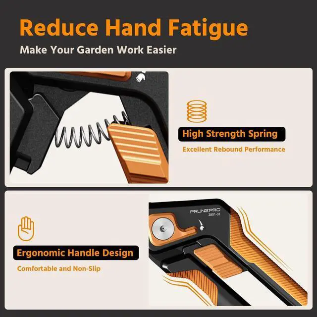 Alt view image 5 of 6 - Pruning Shears for Gardening Professional Bypass Hand Pruner Stainless Steel Sharp Blade Garden Scissors Plant Flower Clipper Orange 2 Pack -