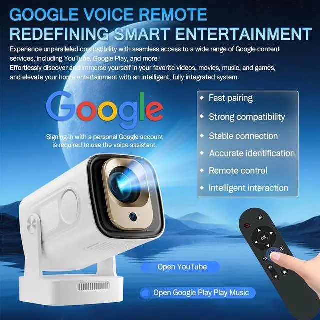 Alt view image 5 of 7 - Mini Projector with WiFi and Bluetooth 5.4 - Auto Focus/Keystone, Native 1080P, 4K Support, Android 11, 200 ANSI, Short Throw, Air Mouse Remote, Ceiling & Wall Projection, Portable Movie