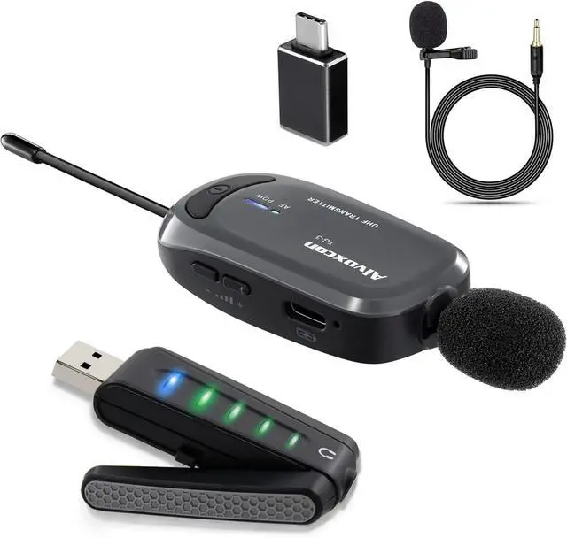 Main image of Wireless Lapel Microphone for Computer, USB lavalier Mic System MacBook, Android, PC, Laptop, Speaker, Zoom Meeting, Teacher Podcasting, Vlog, YouTube, Conference, Vocal Recording  Black -