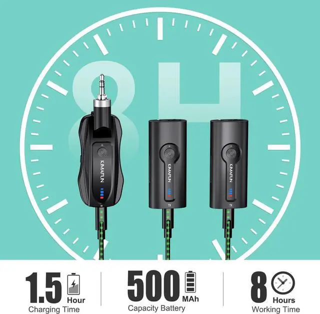 Alt view image 4 of 7 - Wireless Lavalier Microphone System, Wireless 2.4GHz Lapel Mics Handheld Mic 2 in 1 for Teaching, Teachers, Speech, Tour Guiding, Speaker, Amplifier, PA System, Broadcast, KM-G70(2TX1RX)