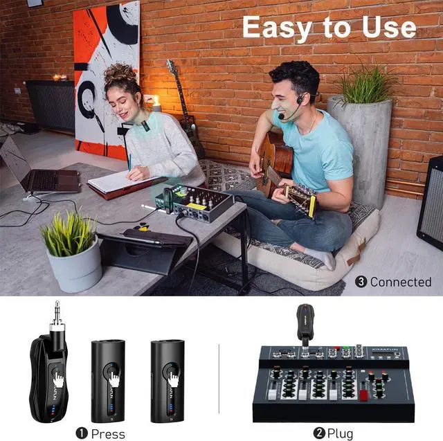 Alt view image 5 of 7 - Wireless Lavalier Microphone System, Wireless 2.4GHz Lapel Mics Handheld Mic 2 in 1 for Teaching, Teachers, Speech, Tour Guiding, Speaker, Amplifier, PA System, Broadcast, KM-G70(2TX1RX)
