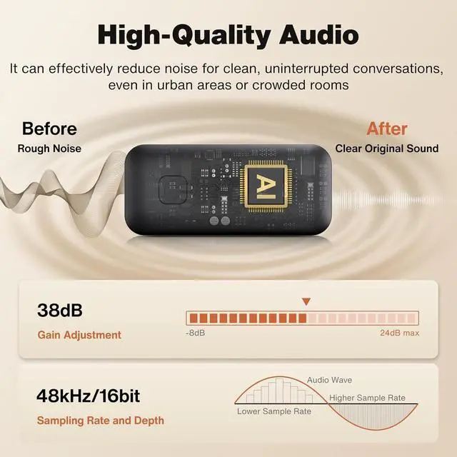 Alt view image 2 of 7 - 2Pcs Mini Wireless Lavalier Microphone for iPhone/Android/PC/Laptop with Charging Case Noise Cancellation, AI Voice Filter, 34H Battery Life Video Recording, YouTube, Vlog, TikToK Black  1 PC