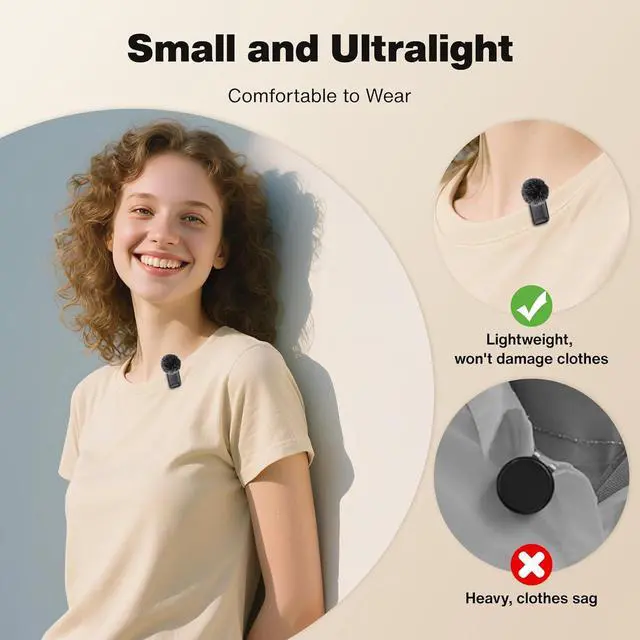 Alt view image 3 of 7 - 2Pcs Mini Wireless Lavalier Microphone for iPhone/Android/PC/Laptop with Charging Case Noise Cancellation, AI Voice Filter, 34H Battery Life Video Recording, YouTube, Vlog, TikToK Black  1 PC