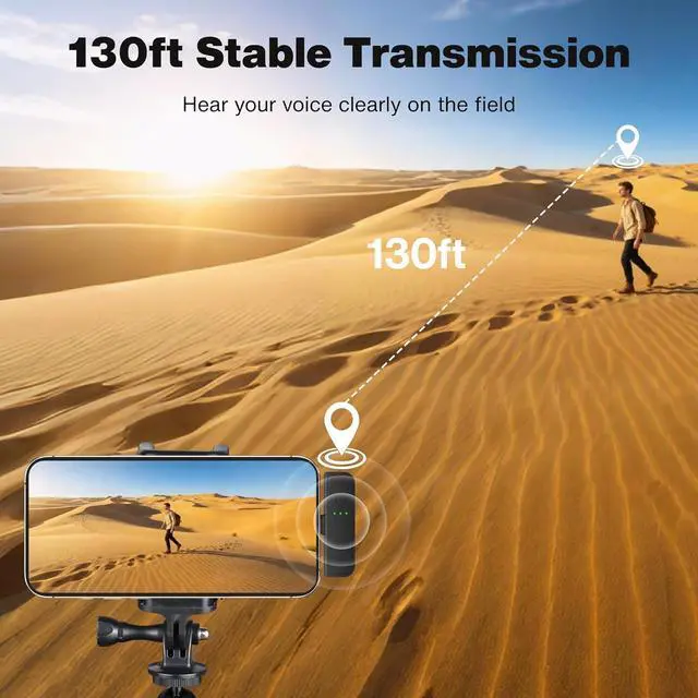 Alt view image 4 of 7 - 2Pcs Mini Wireless Lavalier Microphone for iPhone/Android/PC/Laptop with Charging Case Noise Cancellation, AI Voice Filter, 34H Battery Life Video Recording, YouTube, Vlog, TikToK Black  1 PC