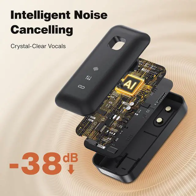 Alt view image 6 of 7 - 2Pcs Mini Wireless Lavalier Microphone for iPhone/Android/PC/Laptop with Charging Case Noise Cancellation, AI Voice Filter, 34H Battery Life Video Recording, YouTube, Vlog, TikToK Black  1 PC