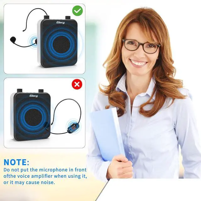 Alt view image 6 of 7 - 30W Portable Voice Amplifier with Wireless Microphone Headset, 2800mAh Rechargeable PA System Speaker Personal Speech Power Amplifiers Loudspeaker for Teachers/Metting/Tour Guide  Graphite -