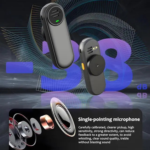 Alt view image 4 of 7 - Voice Amplifier Wireless Microphone with Magnetic Lavalier, Bluetooth Voice Amplifier for Teachers with 2 Mic, Rechargeable Portable Microphone Speaker for Classroom, Yoga, Meetings, Speeches