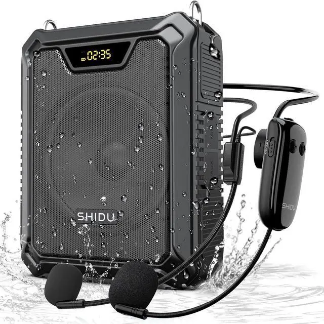 Main image of 30W Voice Amplifier with Wireless Microphone, IPX6 Waterproof & Wired Microphone Bluetooth Speaker Personal Megaphone for Teachers Meeting Speech Outdoors-M1000 Black M1000-1