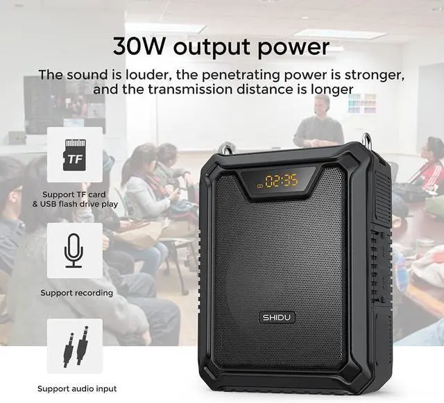 Alt view image 3 of 7 - 30W Voice Amplifier with Wireless Microphone, IPX6 Waterproof & Wired Microphone Bluetooth Speaker Personal Megaphone for Teachers Meeting Speech Outdoors-M1000 Black M1000-1