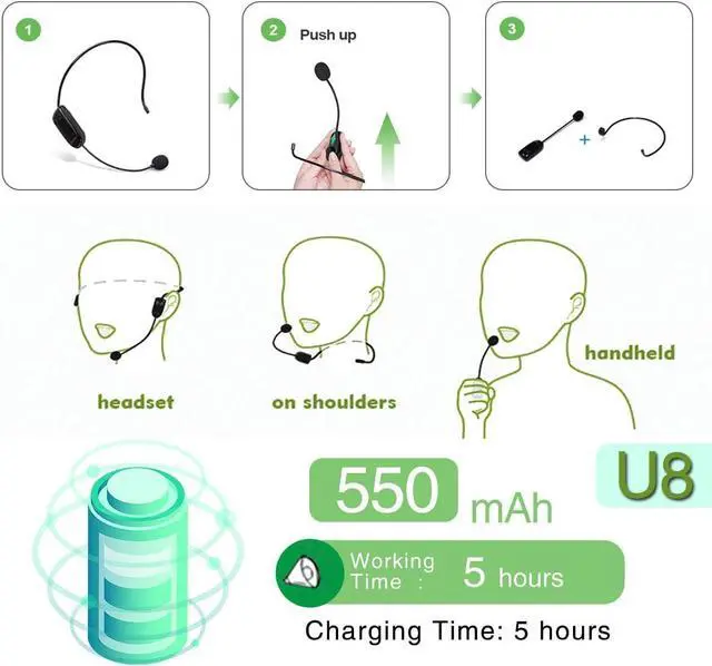 Alt view image 6 of 7 - WinBridge Wireless Voice Amplifier for Teachers, 30W Portable PA System with UHF Headset Microphone & Bluetooth Speaker, for Classroom, Fitness Instructors, Public Speaking, TWS, FM, Recording, H5