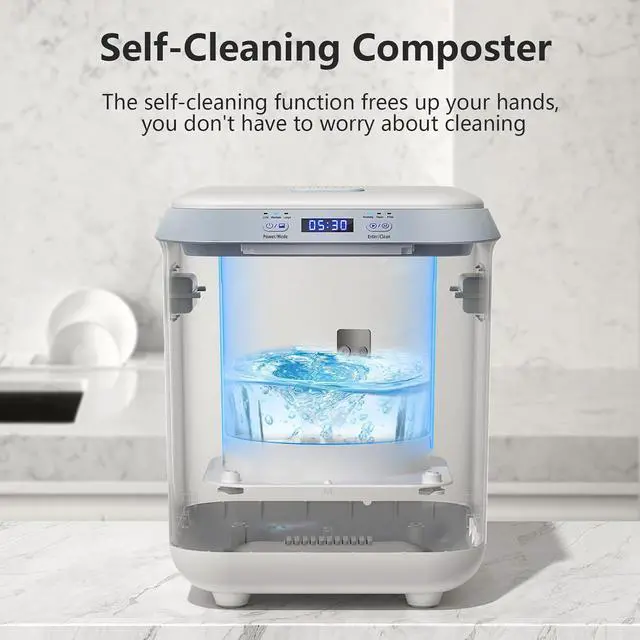 Alt view image 6 of 7 - Electric Composter for Kitchen: Smart Compost Bin Outdoor/Indoor, Odorless/Auto-Cleaning/Intelligent LED Display, 2.5L Auto Garbage Disposal Home Countertop Composting Bin, Turn Waste into Fertilizer