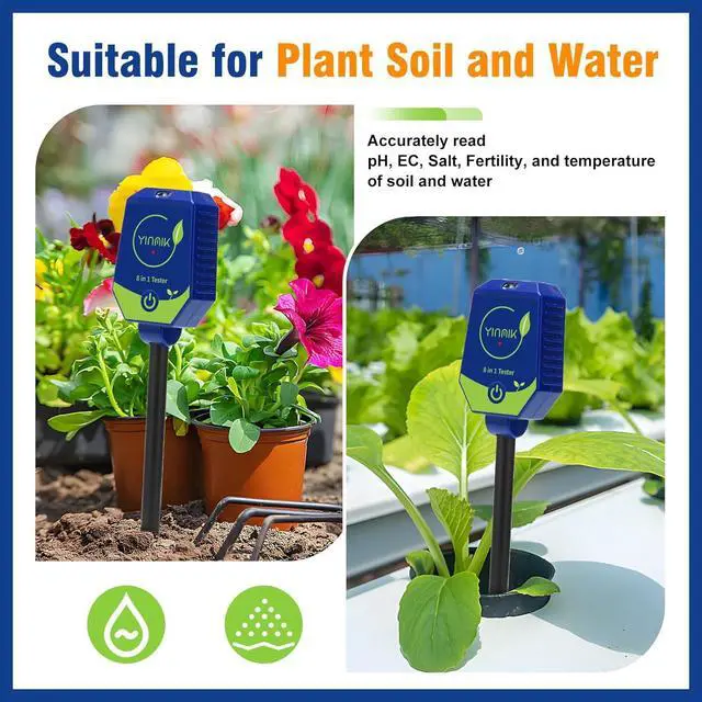 Alt view image 3 of 6 - pH Moisture Meter Smart Soil Test Kit Garden Hygrometer Conductivity for Hydroponic 8 in 1 Farm EC Fertility Salt Sunlight Air Humidity Temp Tester -