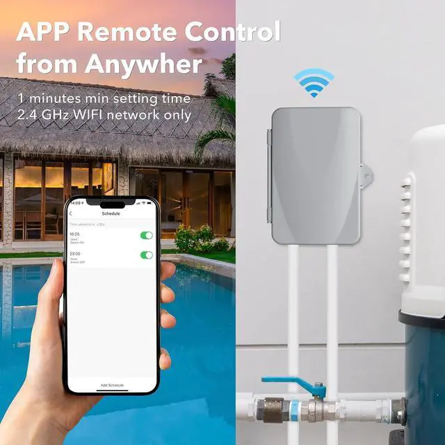 Alt view image 4 of 7 - Pool Pump Timer, Outdoor Indoor Smart Wi-Fi Timer Box, 2HP 40A Max, 120, 240, 277 VAC, for Pump, Water Heater, Fans, SPA, Compatible with Phone, Alexa, Google Assistant, ETL Listed Crey -