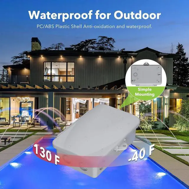 Alt view image 5 of 7 - Pool Pump Timer, Outdoor Indoor Smart Wi-Fi Timer Box, 2HP 40A Max, 120, 240, 277 VAC, for Pump, Water Heater, Fans, SPA, Compatible with Phone, Alexa, Google Assistant, ETL Listed Crey -