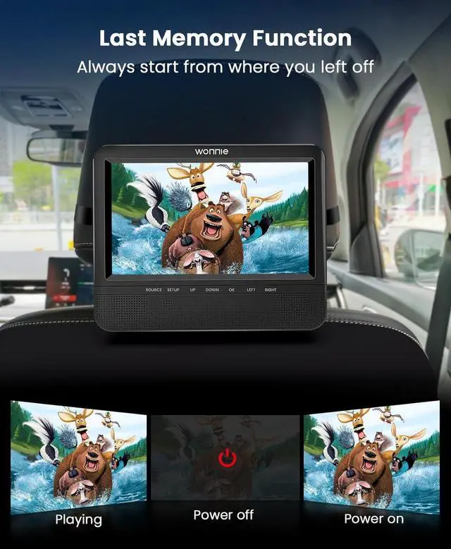 Alt view image 4 of 7 - 7.5 Inch Car DVD Player, Portable DVD Player for Car Play The Same or Two Different Movies with Headrest Strap, Support Last Memory, AV Out/in, USB/SD, All Regions