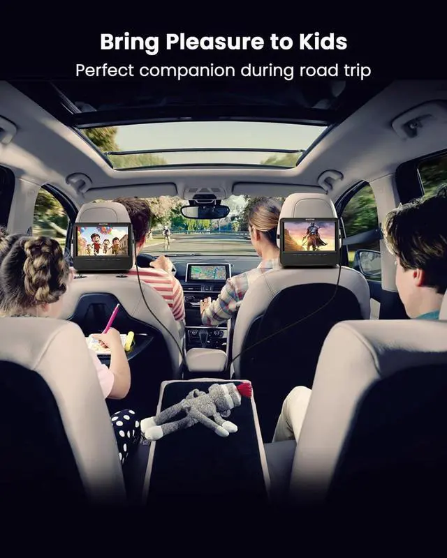 Alt view image 7 of 7 - 7.5 Inch Car DVD Player, Portable DVD Player for Car Play The Same or Two Different Movies with Headrest Strap, Support Last Memory, AV Out/in, USB/SD, All Regions