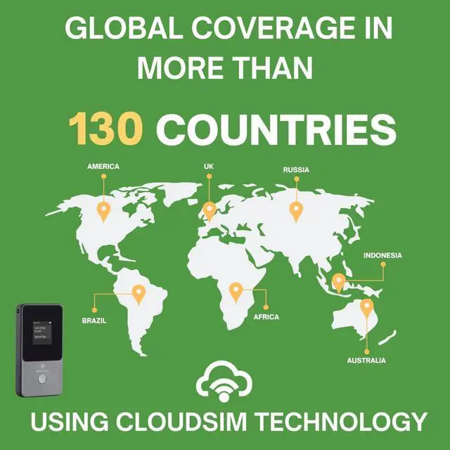 Alt view image 5 of 5 - Cloud Portable WiFi Hotspot for Travel | 4G LTE Mobile Internet (USA &130+ Countries) | No SIM | No Subscription Pay-as-You-Go | Multi-Carrier | Connects 8 Devices