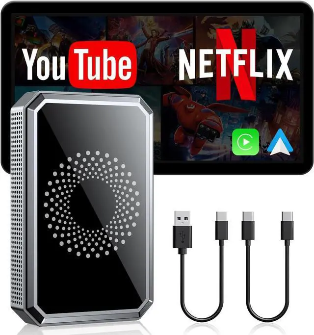 Main image of 3-in-1 Magic Video AI Box for Streaming Netflix/YouTube/TikTok, Wireless Carplay Adapter Dongle with USB Drive for OEM Wired Apple Car Play Cars